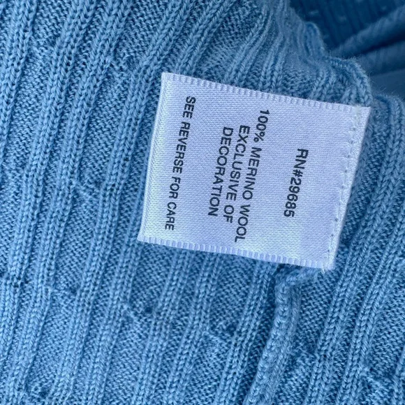 EUC Pendleton Merino Cable Knit Blue Textured Women's Cardigan Sweater, XL - Picture 9 of 12
